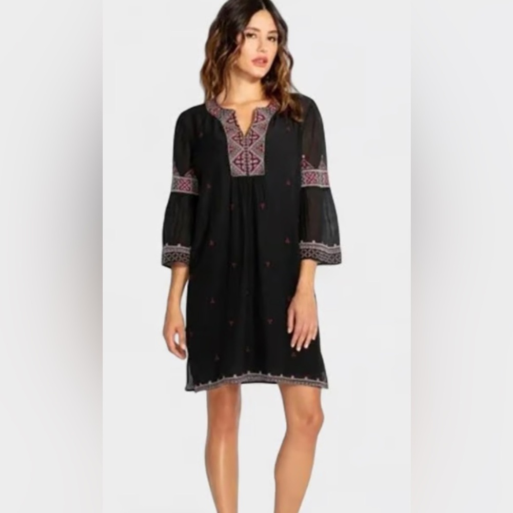 Black Embroidered Boho Dress- Johnny was